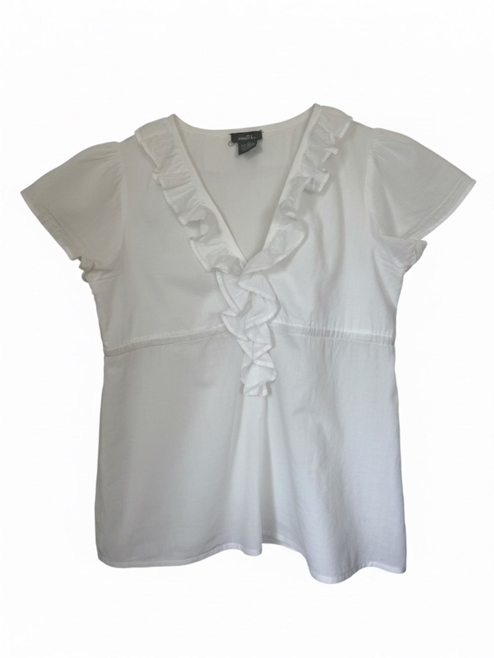 rue21 White Cotton Ruffle V-Neck Babydoll Blouse Top Size S - Picture 2 of 4